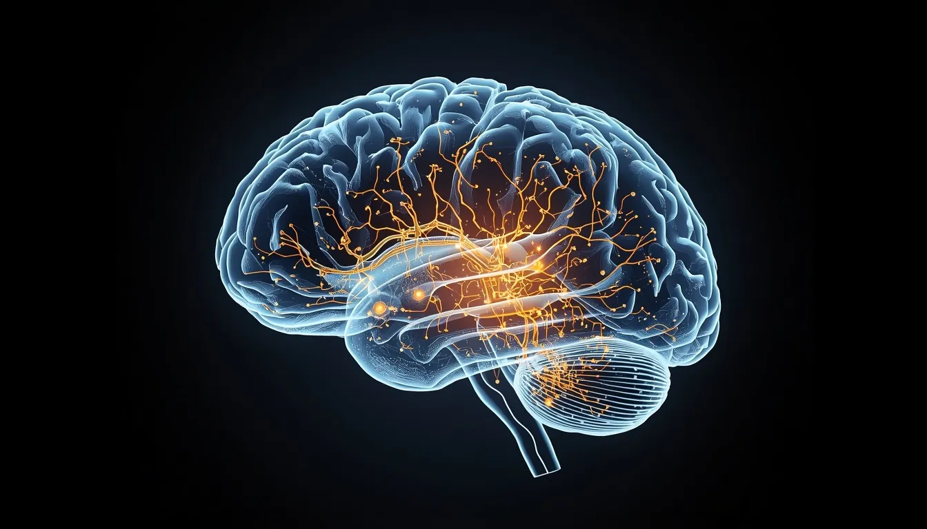 Abstract brain showing dopamine reward pathways