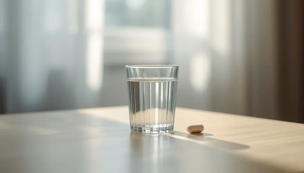 Water and supplements for Lion's Mane anxiety relief.