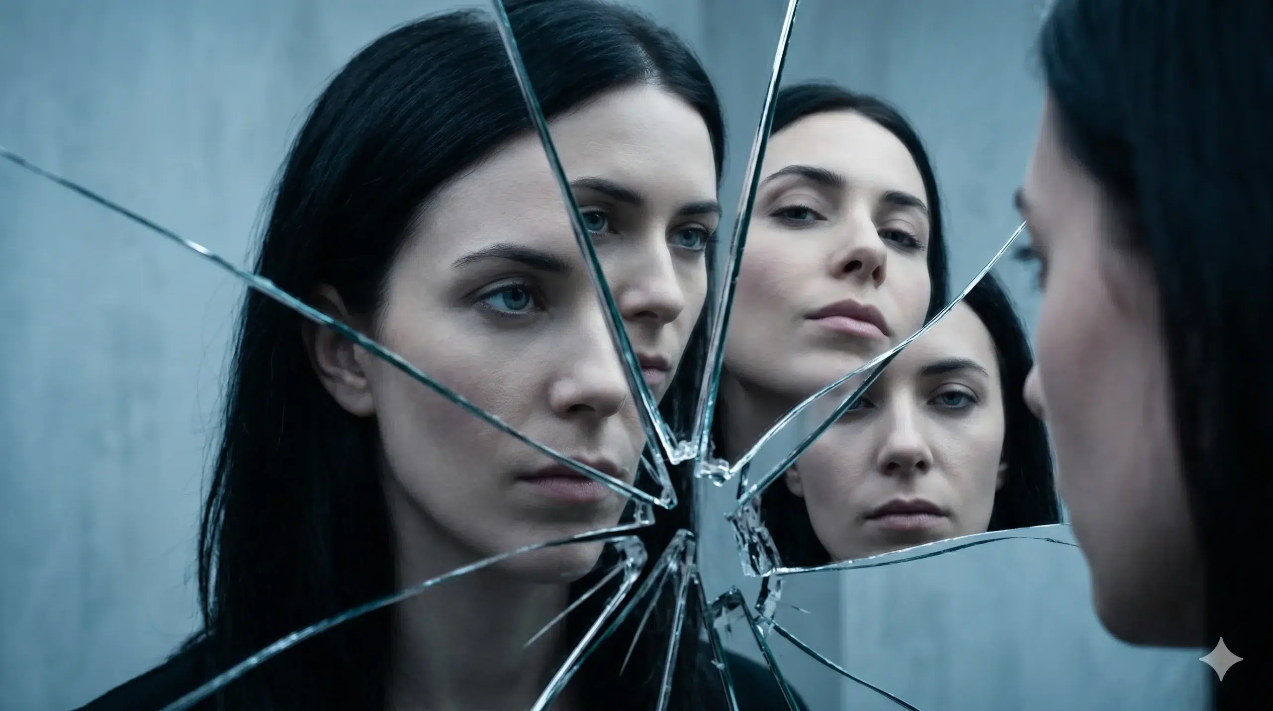 Fragmented mirror illustrating Dark Triad personality traits