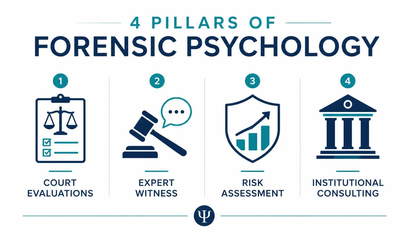 4 core duties of a forensic psychologist