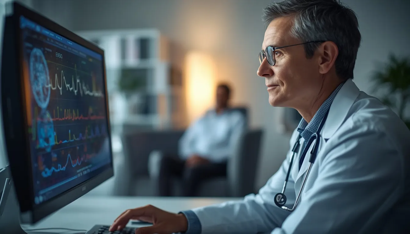 Neurologist reviewing EEG test for drop attacks