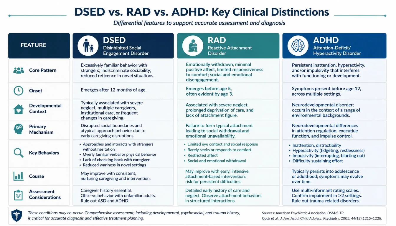 Chart comparing DSED to RAD and ADHD