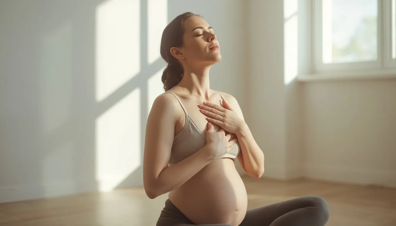 Person practicing deep breathing therapy