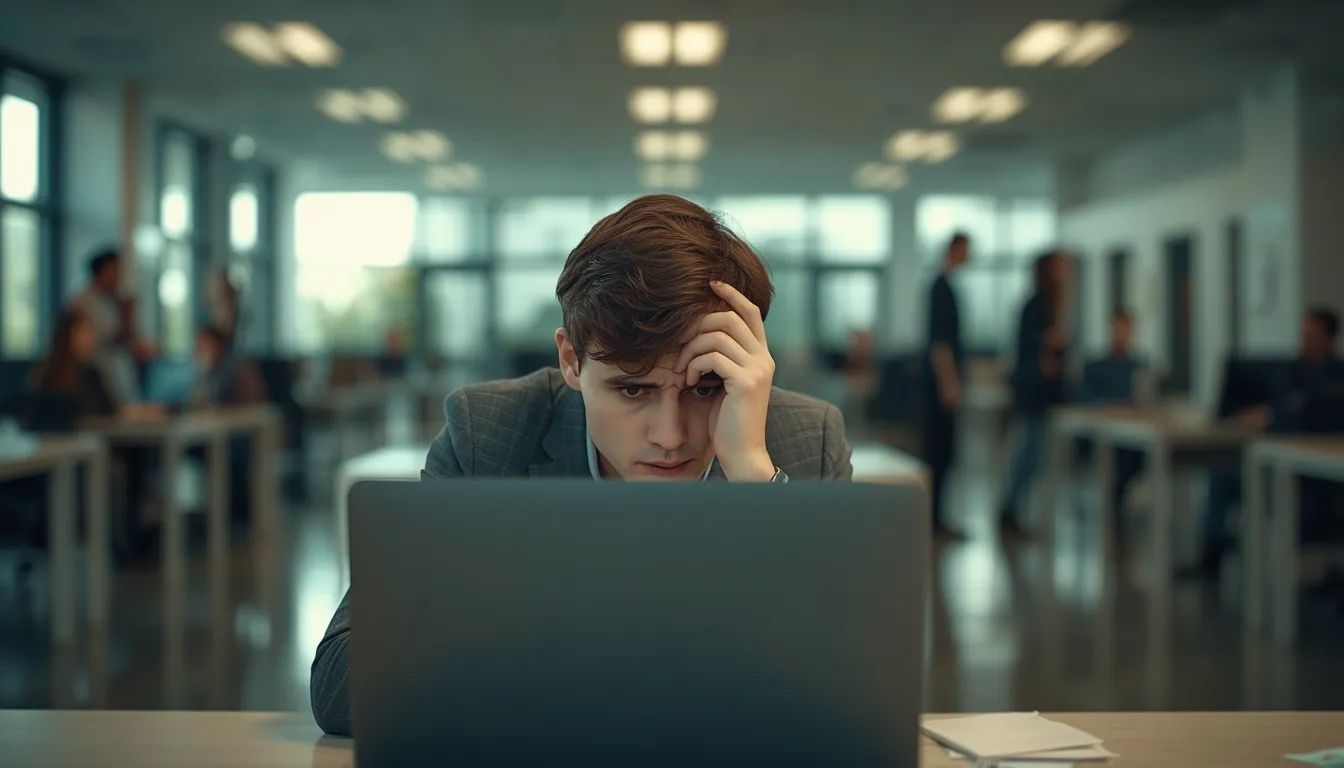 Stressed worker isolating themselves at an office