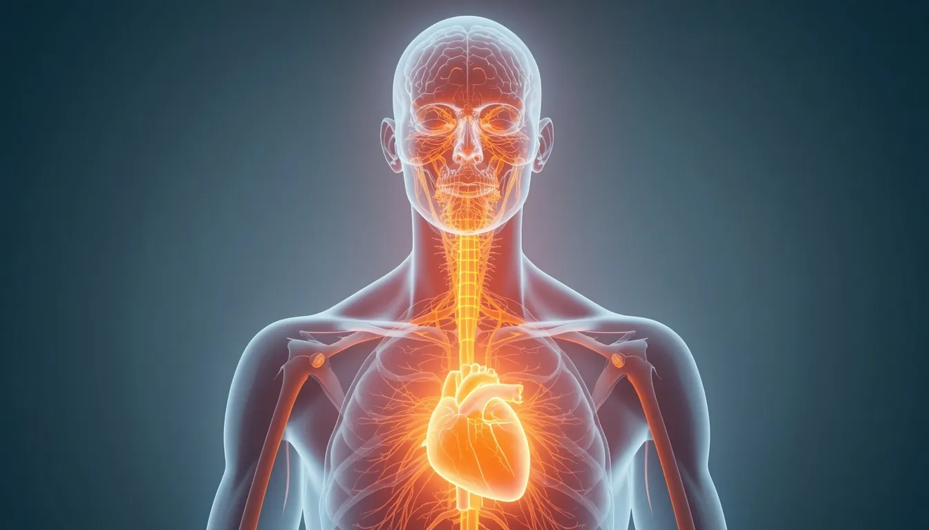 Nervous system highlighted showing body stress