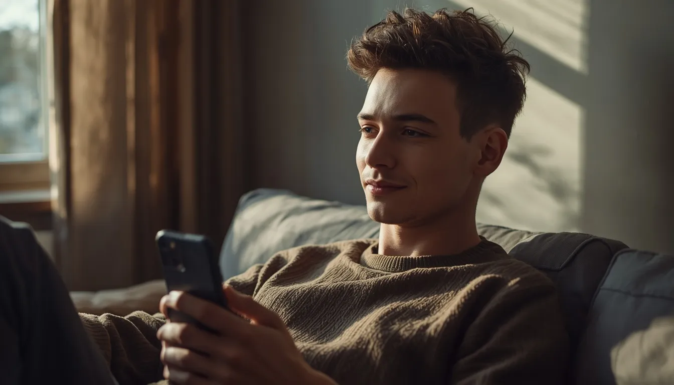 Person reflecting while taking a digital quiz