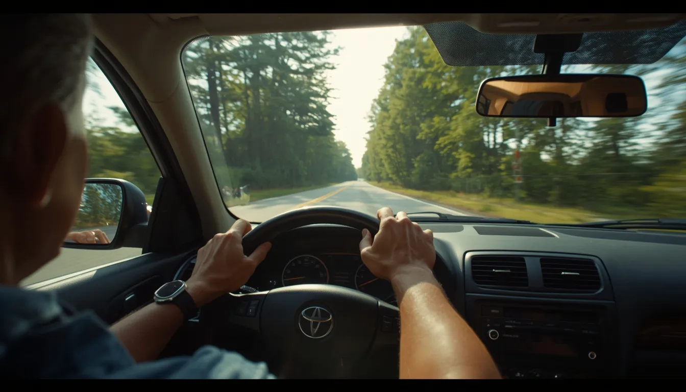 Hands on steering wheel driving automatically
