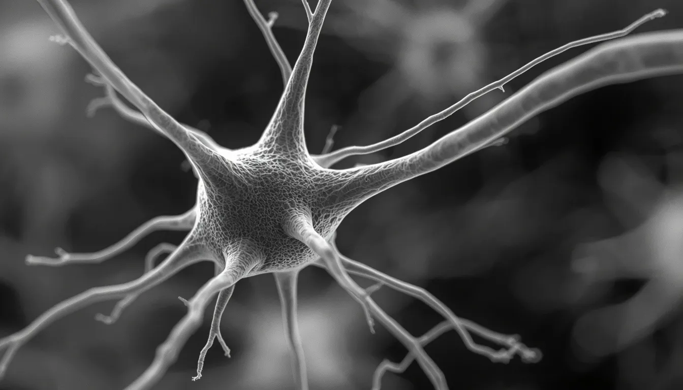 Microscopic view of two neurons forming a synapse