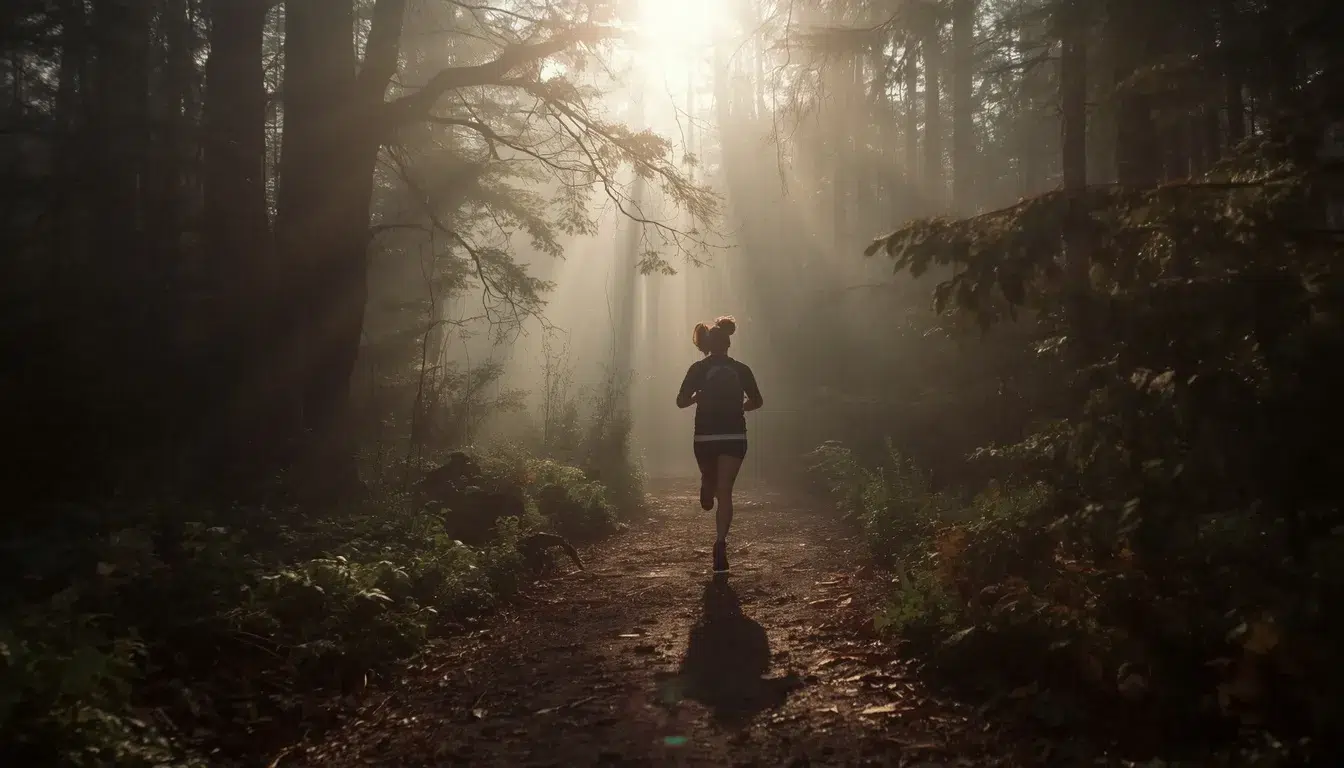 Person running outside to boost brain plasticity