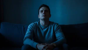 Person in emotional shutdown under stress