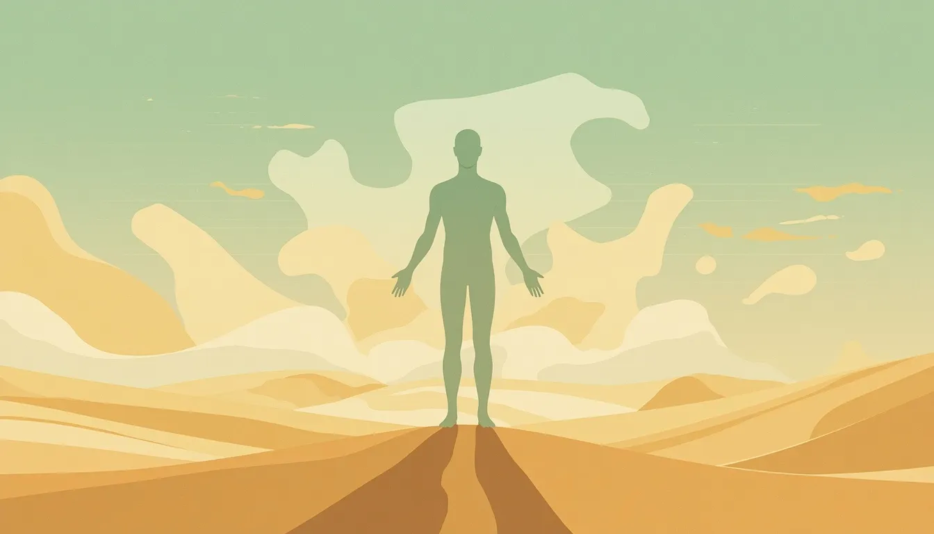 Illustration of a calm person doing a somatic grounding exercise