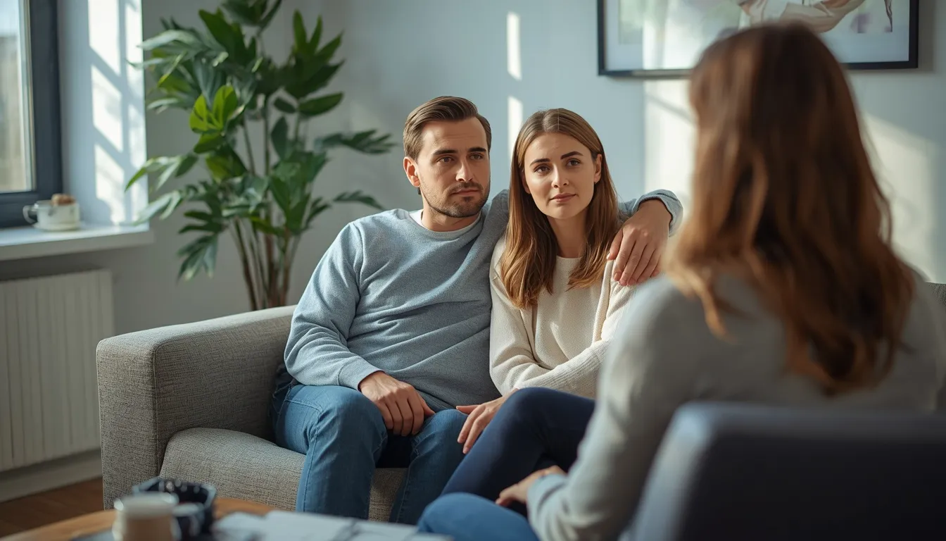 Couple attending trauma-informed counseling