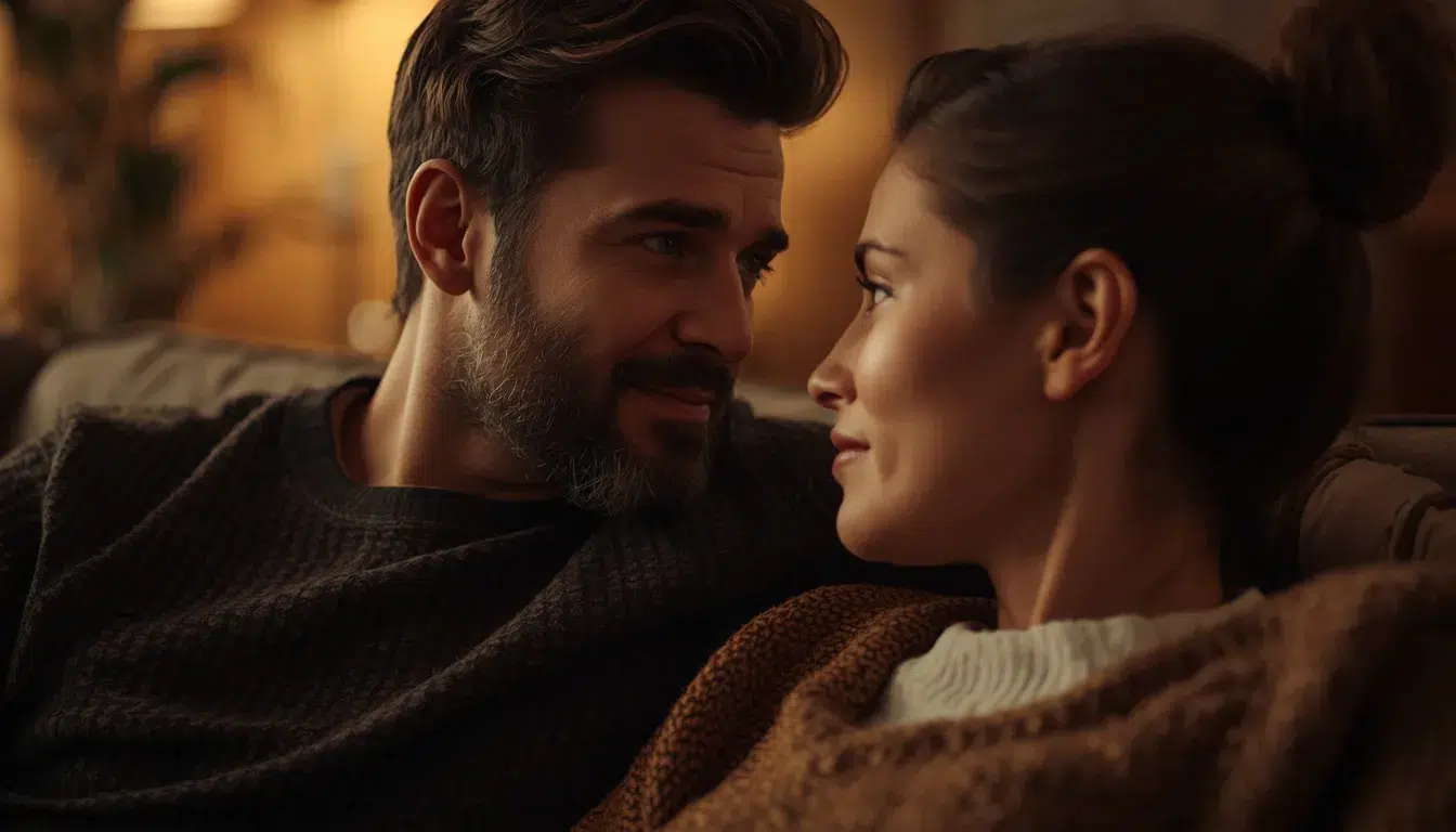 Couple looking at each other during counseling