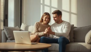 Online couples counseling session on laptop