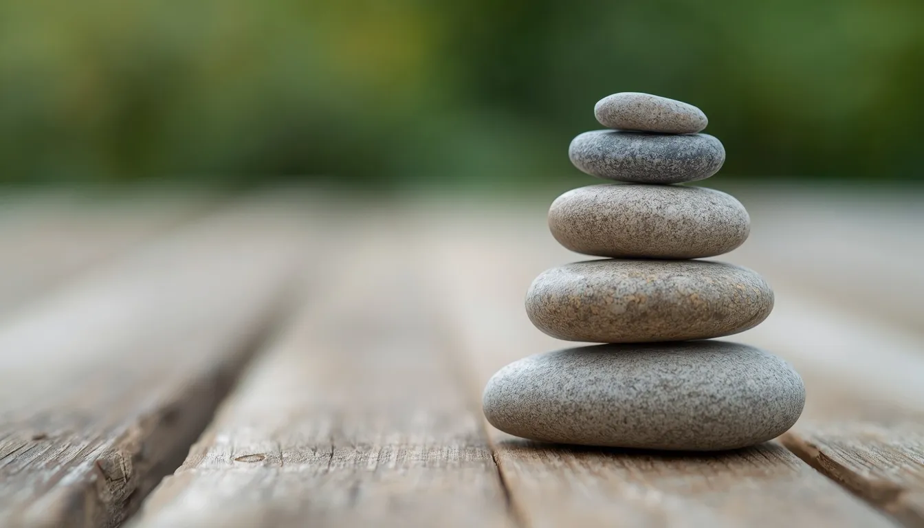 Balanced stones representing emotional grounding