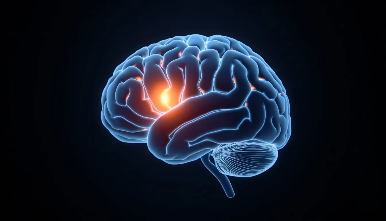 Brain diagram showing PTSD amygdala response