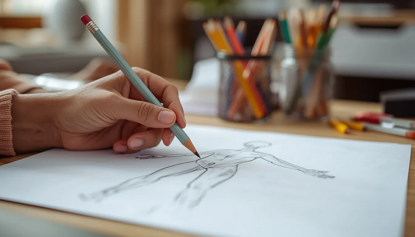 Hands drawing somatic emotion map on paper