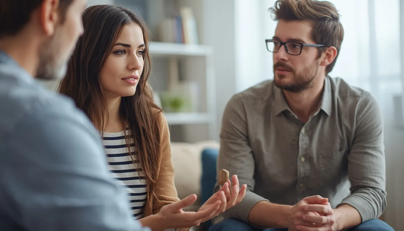 Woman holding a speaker object in therapy